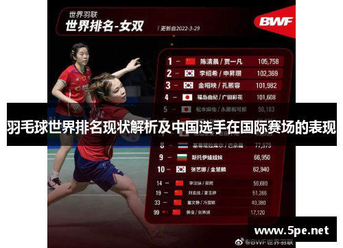 羽毛球世界排名现状解析及中国选手在国际赛场的表现