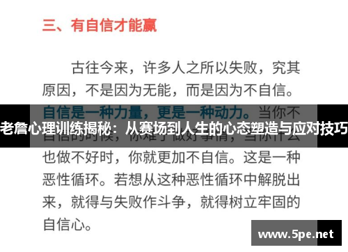 老詹心理训练揭秘：从赛场到人生的心态塑造与应对技巧